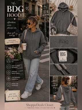 BDG Urban Outfitters Gray Hoodie Sweatshirt Size L